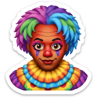 black clown with tye dye hair sticker