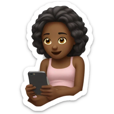 A girl in bed watching something on her phone sticker