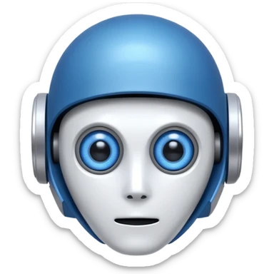 tête de robot cosmonaute bleu et blanc avec des yeux plié bleu style cartoon sticker