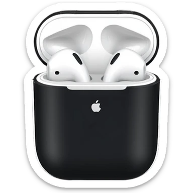 airpods in a dark vinyl themed case sticker