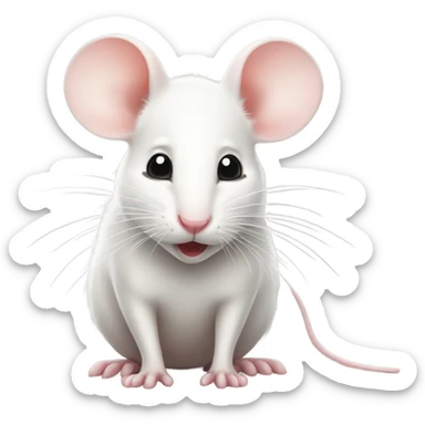 Cute little white mouse with puckered lips sticker