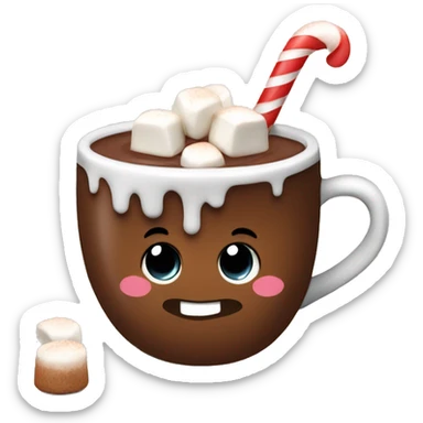 Hot chocolate with marshmallows in a Christmas mug sticker