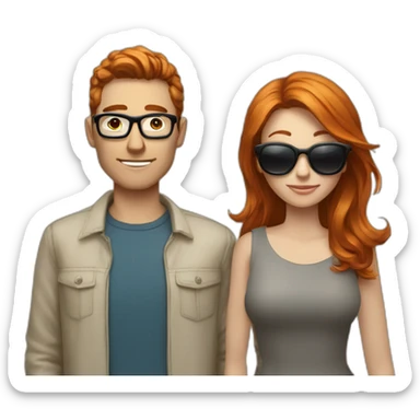 Coupe homme avec des lunettes et une femme rousse sticker