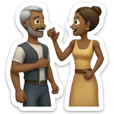 Mulher rezando e um homem atrás com a mão levantada  sticker