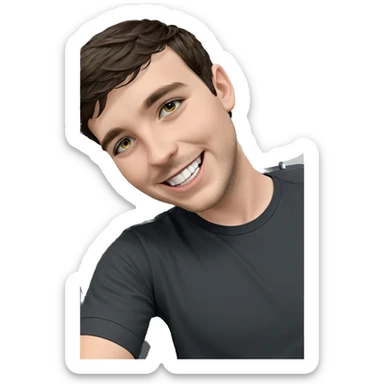 smiling boy in black shirt sticker