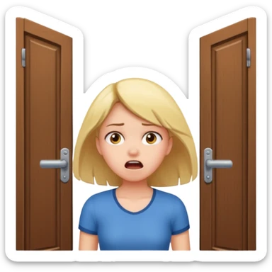 Make an emoji of a girl banging their head on the door frame after jumping  sticker