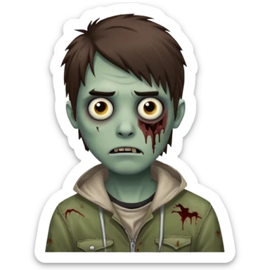 zombie, emo guy, with dark circles under his eyes and brown hair sticker