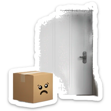 white door with cardboard box in front of it sticker