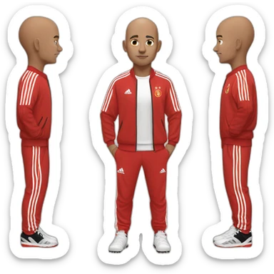 Bald man in red Adidas soccer tracksuit long pants sticker