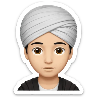 Emoji de un chico con turbante árabe que el chico sea de color piel clara y que tenga cabello negro y de fondo blanco sticker