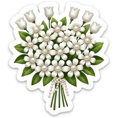 bouquet of flowers from white hearts with pearls sticker