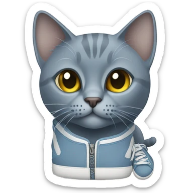Russian blue cat wearing sneakers  sticker