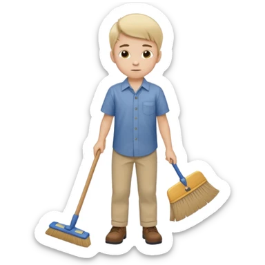 niño barriendo sticker