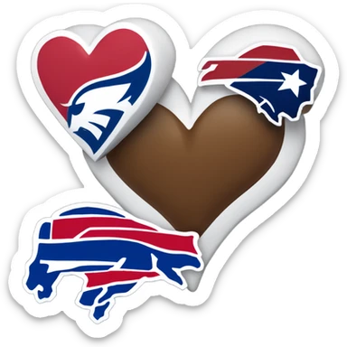 Heart emoji with 3 colors, blue border outside, red heart inside, smaller white heart inside of that, with the nfl Buffalo bills in the middle  sticker