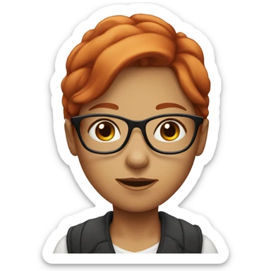 red-haired girl with glasses sticker