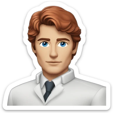 alain delon young space scientist blue eyes neat red hair sticker