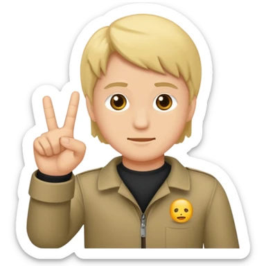 Ein Junge der Mittelfinger zeigt sticker