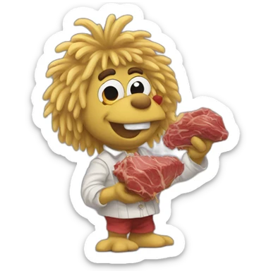 Fraggle with blond hair eating beefstake  sticker