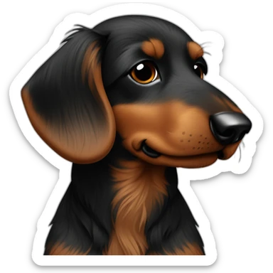 A wire-haired daschaund dog black and brown view from side sticker