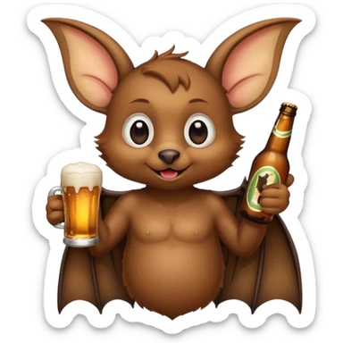 bat drinking beer sticker