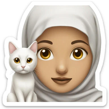Hijabi with white cat  sticker