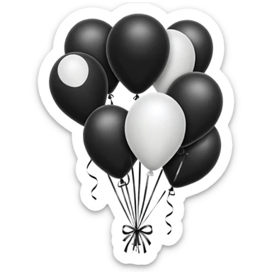 birthday sign in black and white ballons sticker