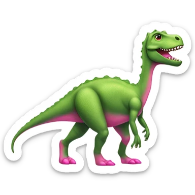 green dinosaur with pink heels on and long lashes  sticker
