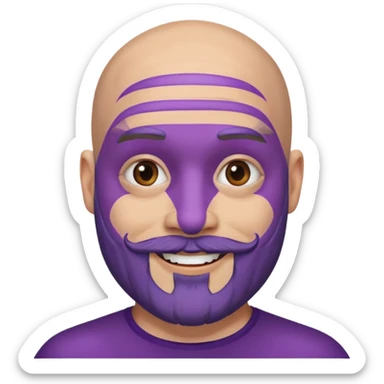bald purple bearded man with face paint sticker