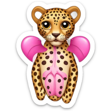 Leopard with pink spots shaped like lungs and hearts sticker
