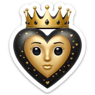 Black Heart and crowns with glitter and the words boss bitch sticker