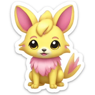 Cute cool yellow pink animal hybrid Fakemon full body sticker