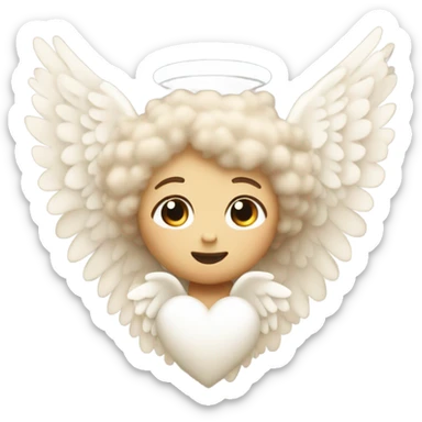 beige heart with white angel wings sticker
