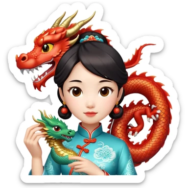 Chinese girl with dragon sticker