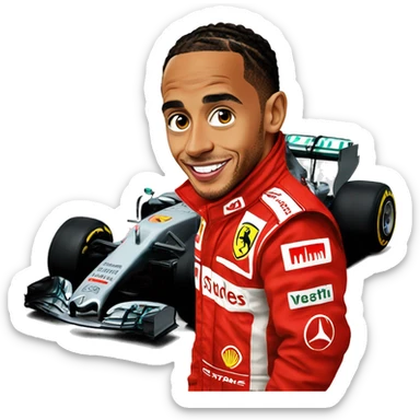 lewis hamilton in ferrari sticker