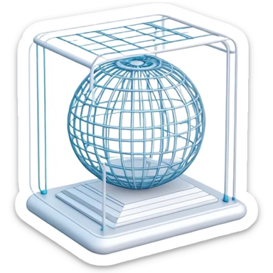 Create an emoji for 3D visualization and modeling. Show a 3D object with wireframe lines and a 3D modeling tool interface. Use modern, professional colors. Do not include any emojis or smiley faces. Make the background transparent. sticker