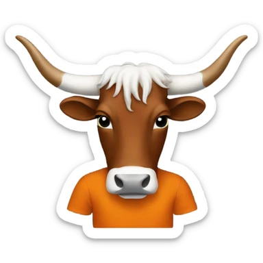 Longhorn with burnt orange t shirt sticker