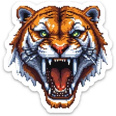 saber-toothed tiger with impossibly long fangs that are twice the length of its head, absurdly exaggerated canine teeth sticker