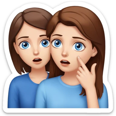 White girl blue eyes brown hair gossiping, talking shooking news  sticker