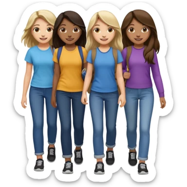 girls walking together (show them walking) sticker