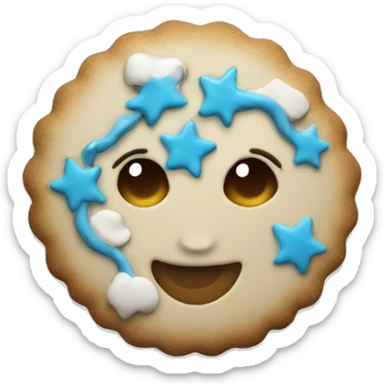 Christmas cookie with blue sticker