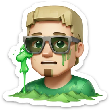 Minecraft steve puking with sun glasses on sticker