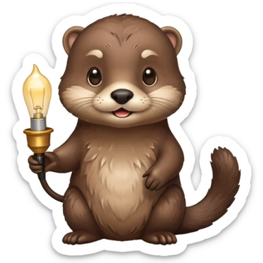 otter holding one lamp sticker