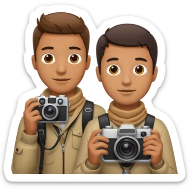 Two dudes with cameras hanging out sticker