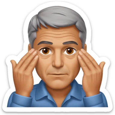 George clooney covering his eyes with his hand sticker