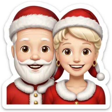 SANTA Y MAMA CLAUSE SONRIENDO CON ORTODONCIA EN DIENTES sticker