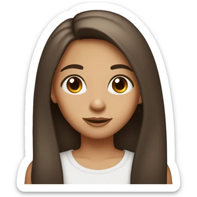 a girl with dark brown eyes. He has brown long straight hair with a slight shade of orange. Her face has freckles. sticker