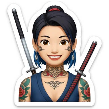 asia katana with tattoos sticker