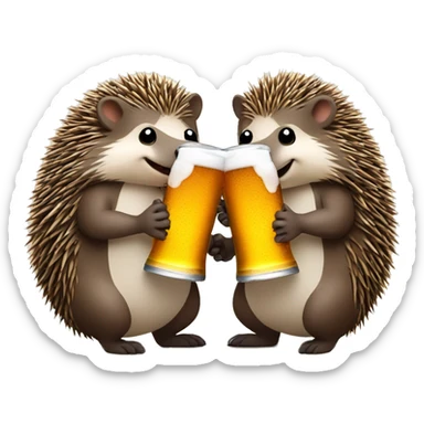 two cute hedgehogs in love drinking beer sticker