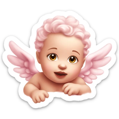 Soft pink Cherub baby realistic sticker