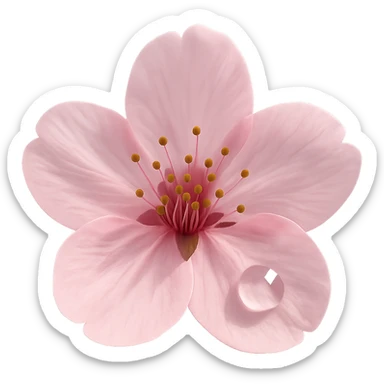 pink cherry blossom with a sparkling dew drop sticker